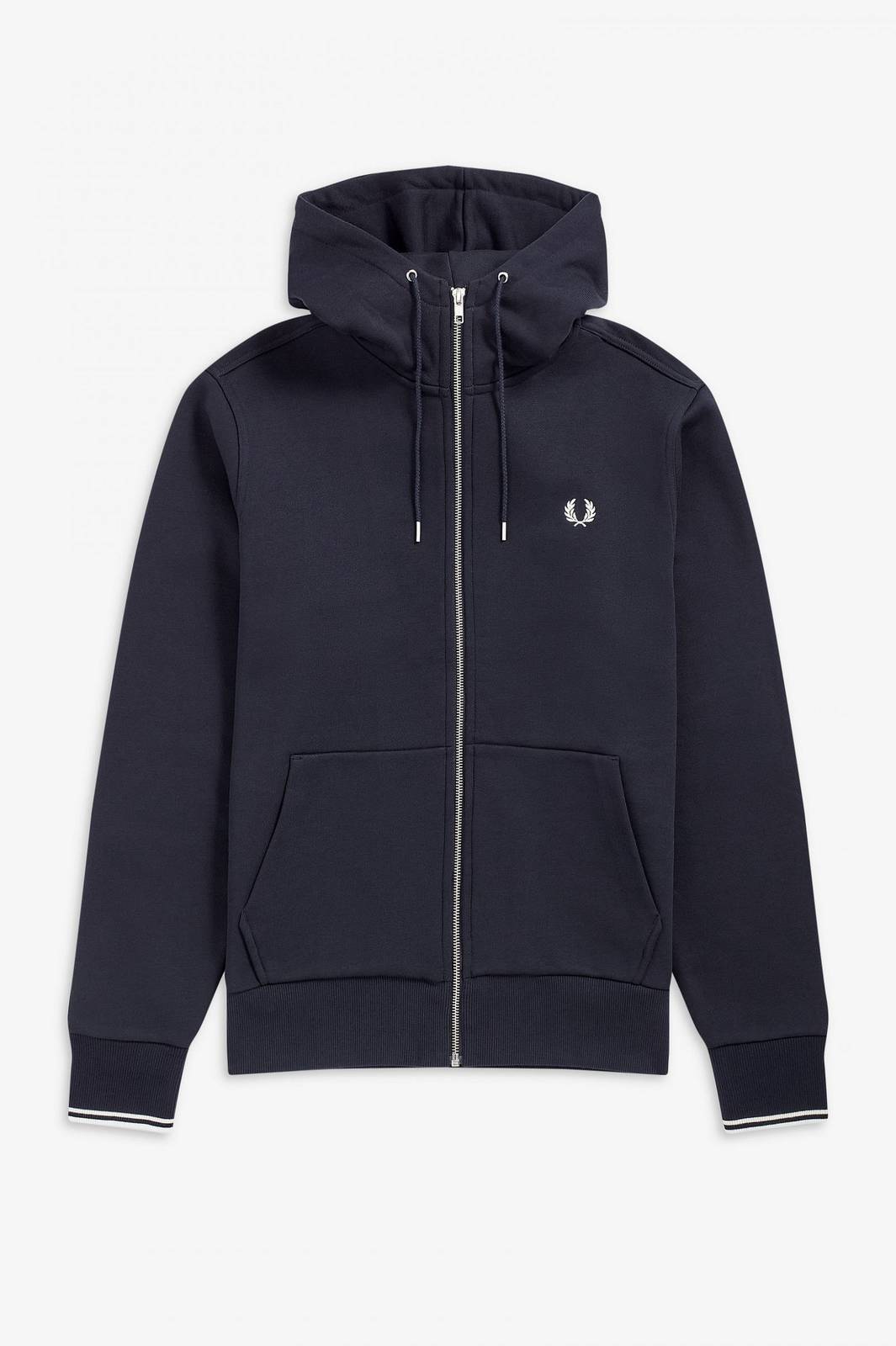 Fred Perry Felpa Cappuccio E Zip Intera Blu - Taglia XXL Abbigliamento Uomo
