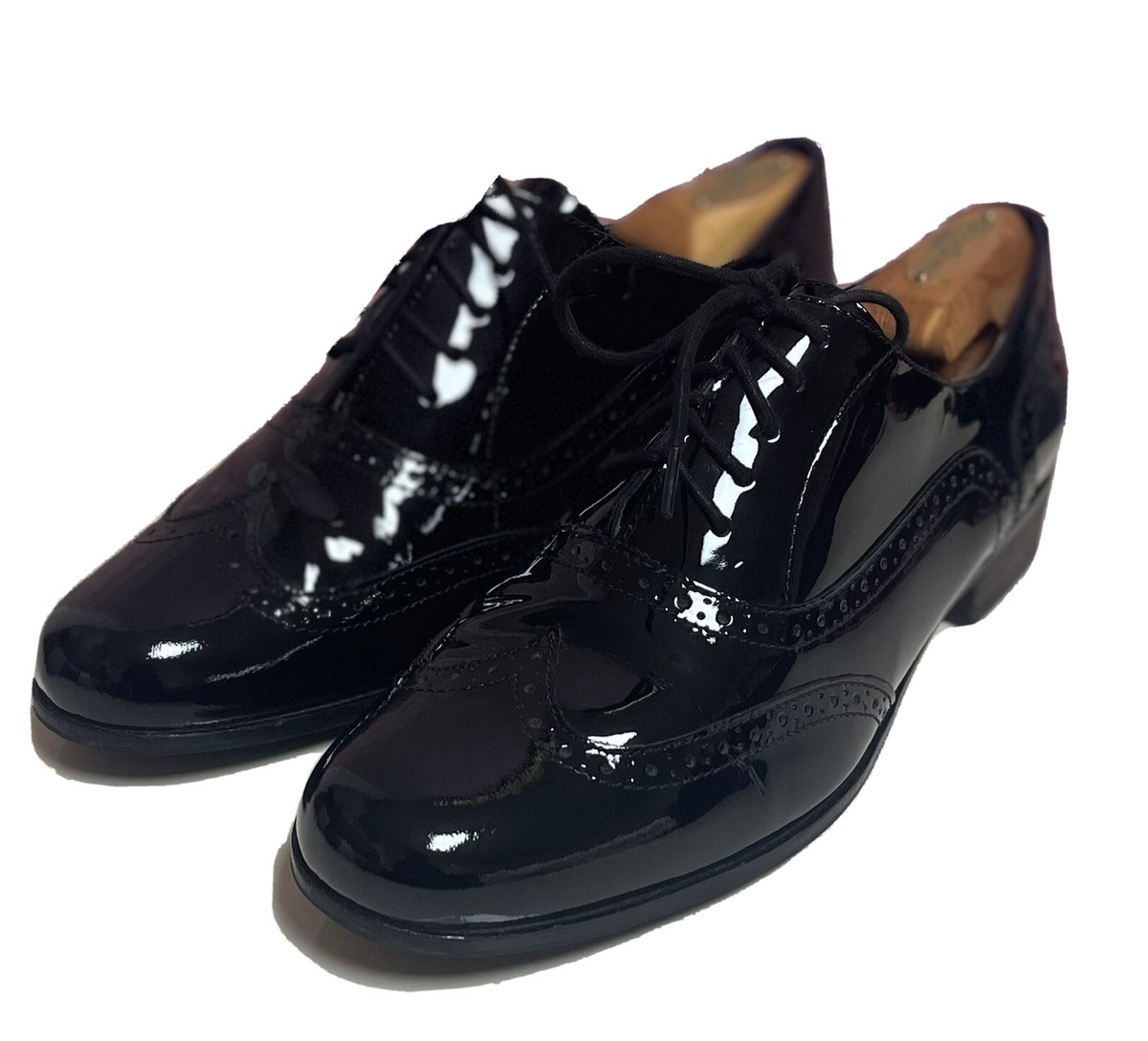 WOMENS CLARKS SOFTWEAR BLACK PATENT LEATHER BROGUES SHOES SIZE UK 5.5E EU  39 | eBay UK