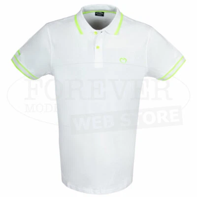 Polo Homme Baci Abbracci Avec Logo Brodé Imprimé Col Et Bords Fluo Art BAM1421P - Photo 1/4