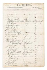 19th century Female BASEBALL Team Hotel Register 1879 ~ Women's Sports Ephemera