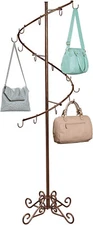 Handbag Purse Rack Cobblestone Spiral Floor Display Bronze  6' T x 17" 14 Hooks