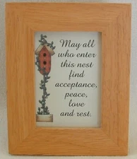 HOME PEACE & LOVE Verses Poems Plaques BIRDHOUSE Nest FRAMED TREASURE Easel Back
