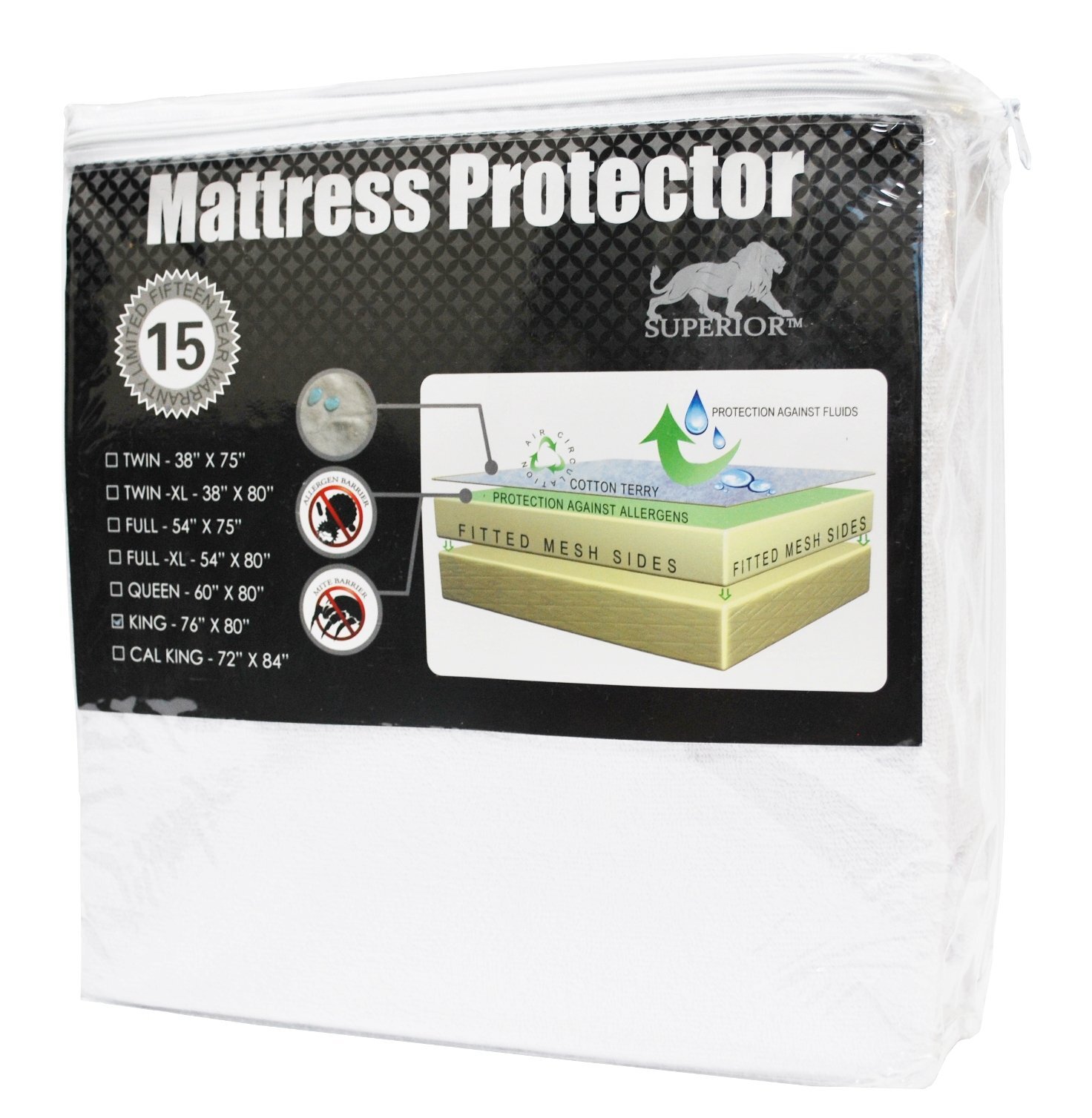 Mattress Protector, Waterproof Backing, Soft Cotton Terry, Hypoallergenic, Br...-image