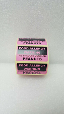 PINKES Warnschild für Lebensmittelallergie: Dieses Produkt enthält ERDNÜSSE selbstklebend