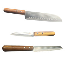 Brotmesser Satokumesser Schälmesser Edelstahl Akazienholz Griff Set o einzeln