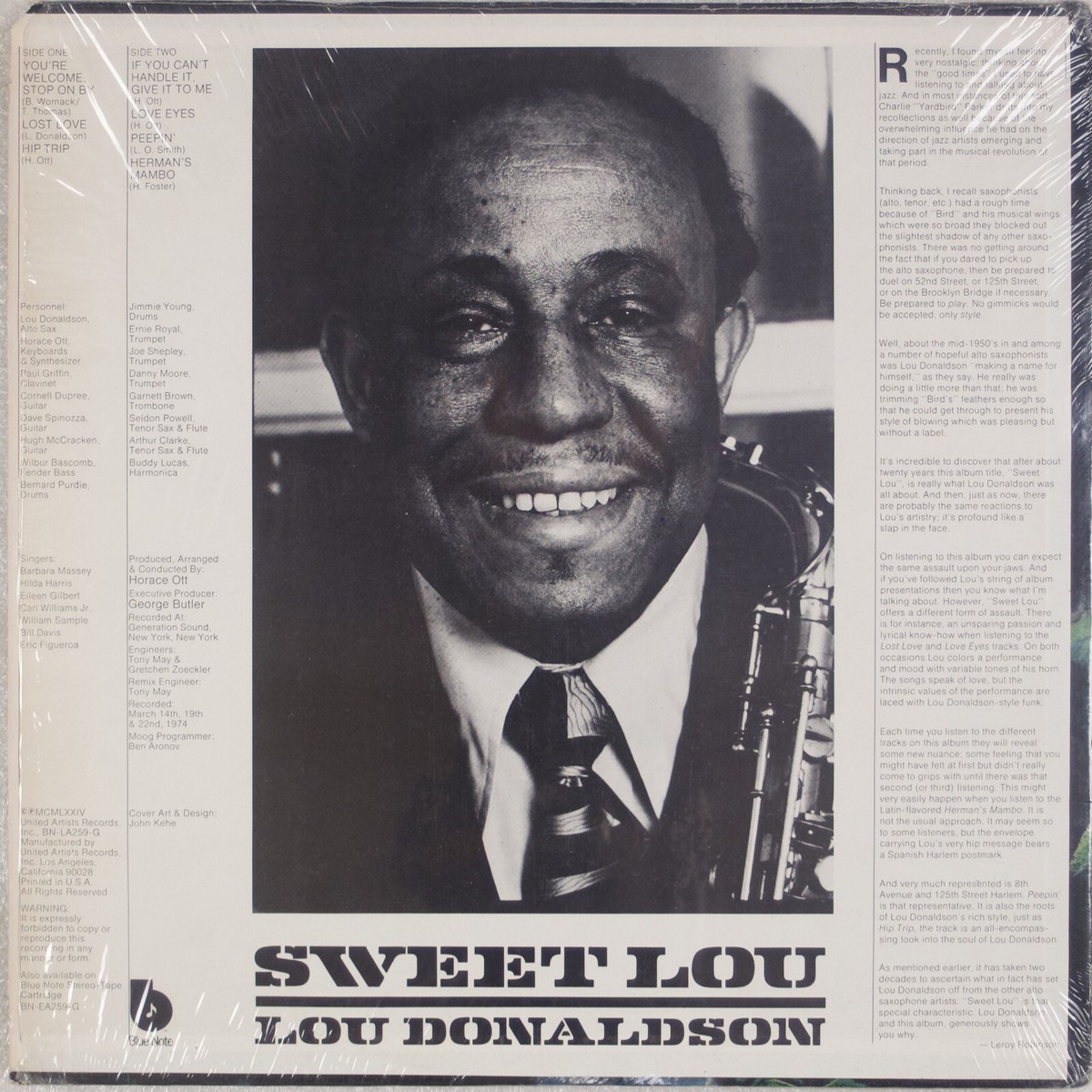 LOU DONALDSON: Sweet Lou US Blue Note Jazz Funk Shrink Vinyl
