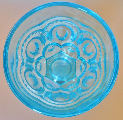Lot/2 LG Wright Glass Moon & Star Ice/Light Blue Footed 4 1/4" & 5 1/2" Tumblers - Picture 8 of 9