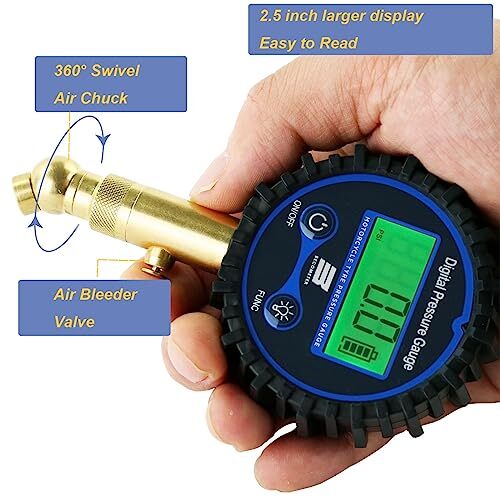 Heavy Duty Digital Tire Pressure Gauge 200Psi with LED Light in The Top ...