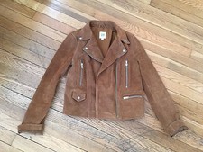 New Gap Women's Brown Suede Moto Jacket Biker Coat Everyday Size Xs 0