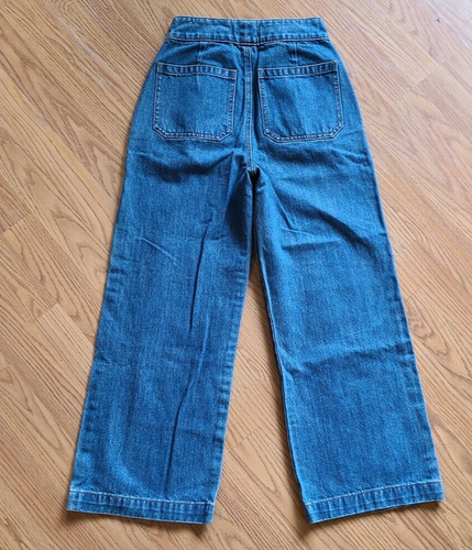 MADEWELL JEANS MARINAIO RIVETTO E FILO GAMBA LARGA CROPPED VITA ALTA DENIM TG 23 - Foto 4 di 6