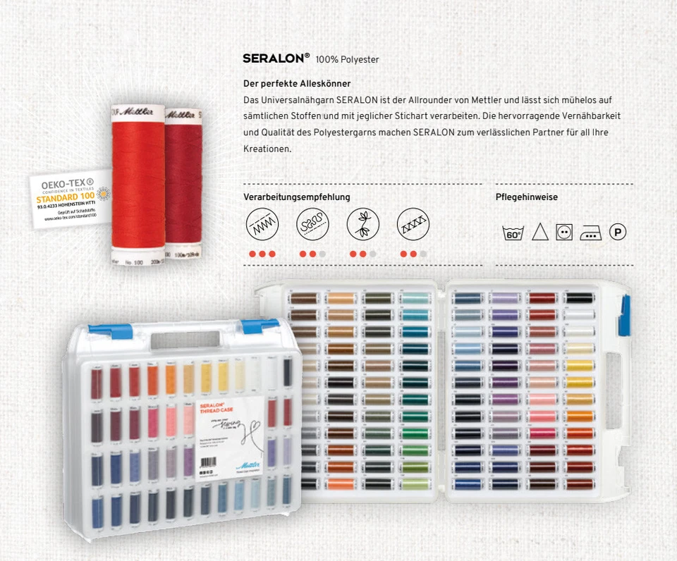 Amann Mettler Nähfadenkoffer Seralon Nr.100 Qualitäts Nähgarn für Nähmaschinen - Bild 3 von 4