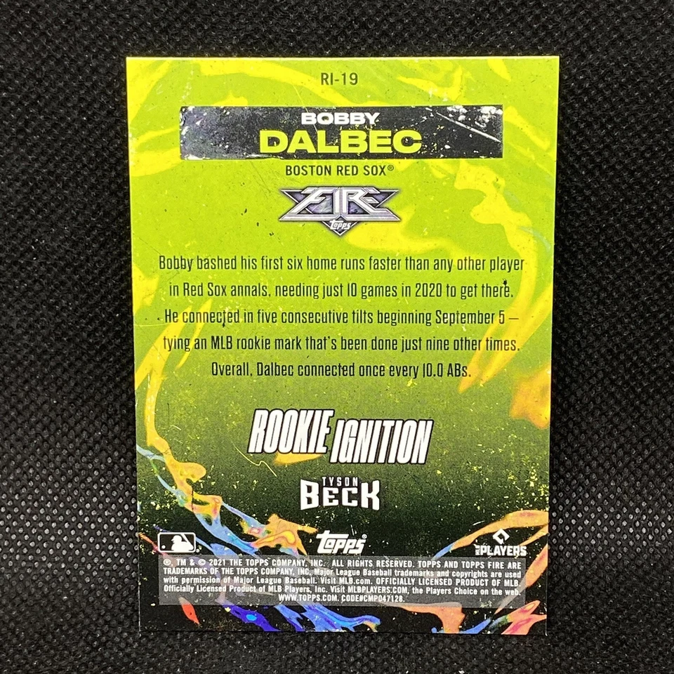 2021 Topps Fire Bobby Dalbec RC Rookie Ignition Gold Minted #19 Boston Red Sox - Image 2 of 2