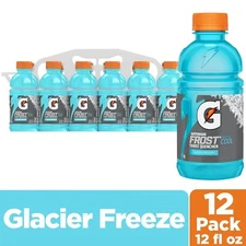 Gatorade Thrist Quencher, Frost Glacier Freeze Sports Drinks 12oz Bottles 12 pac