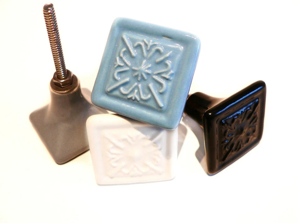 Möbelknopf Griff Knauf Schubladengriff Türknauf Keramik quadratisch Landhaus - Bild 3 von 3