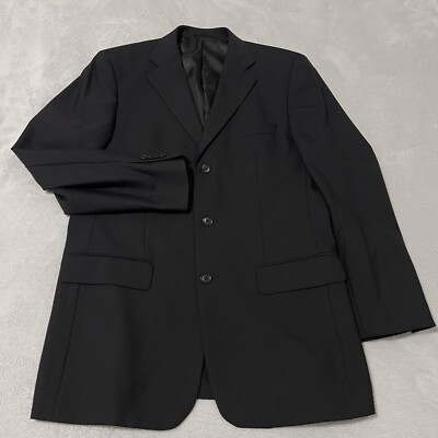 Santorelli Blazer Men 40L Black 140 Fine Merino Wool Pronto Linea Blu Sport Coat