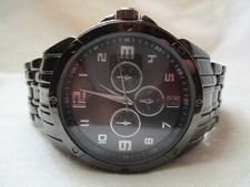 Wristwatch Black Stainless Steel Link Band Round Face Minimalist
