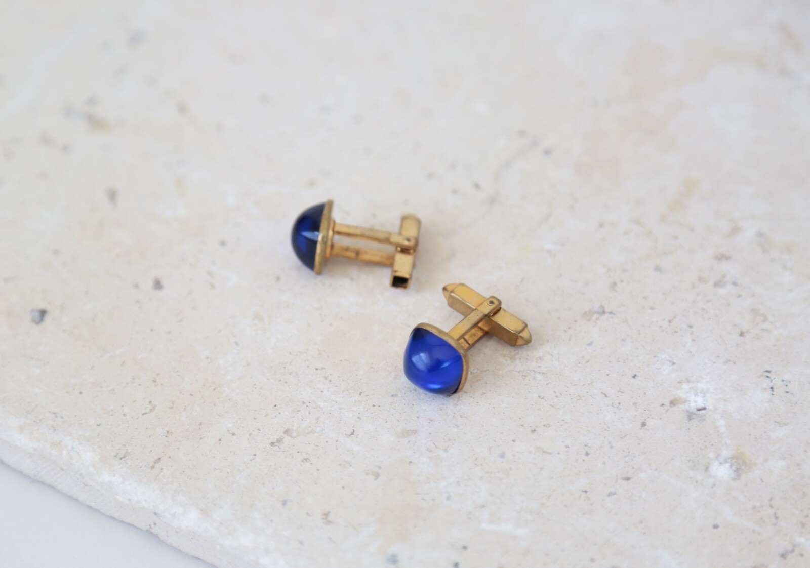 Vintage 50s Anson blue glass cufflinks - image 4