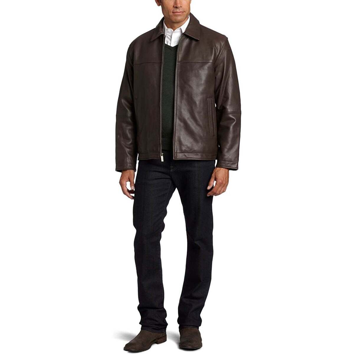 Perry Ellis Men's Zip Front Big N Tall Genuine Leather Perry Ellis Men's Zip Front Big N Tall Genuine Leather