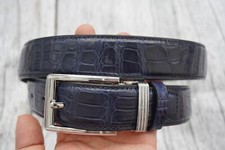 Blue Genuine CROCODILE Belly Leather Skin Men's Belt - W 1.3" H22