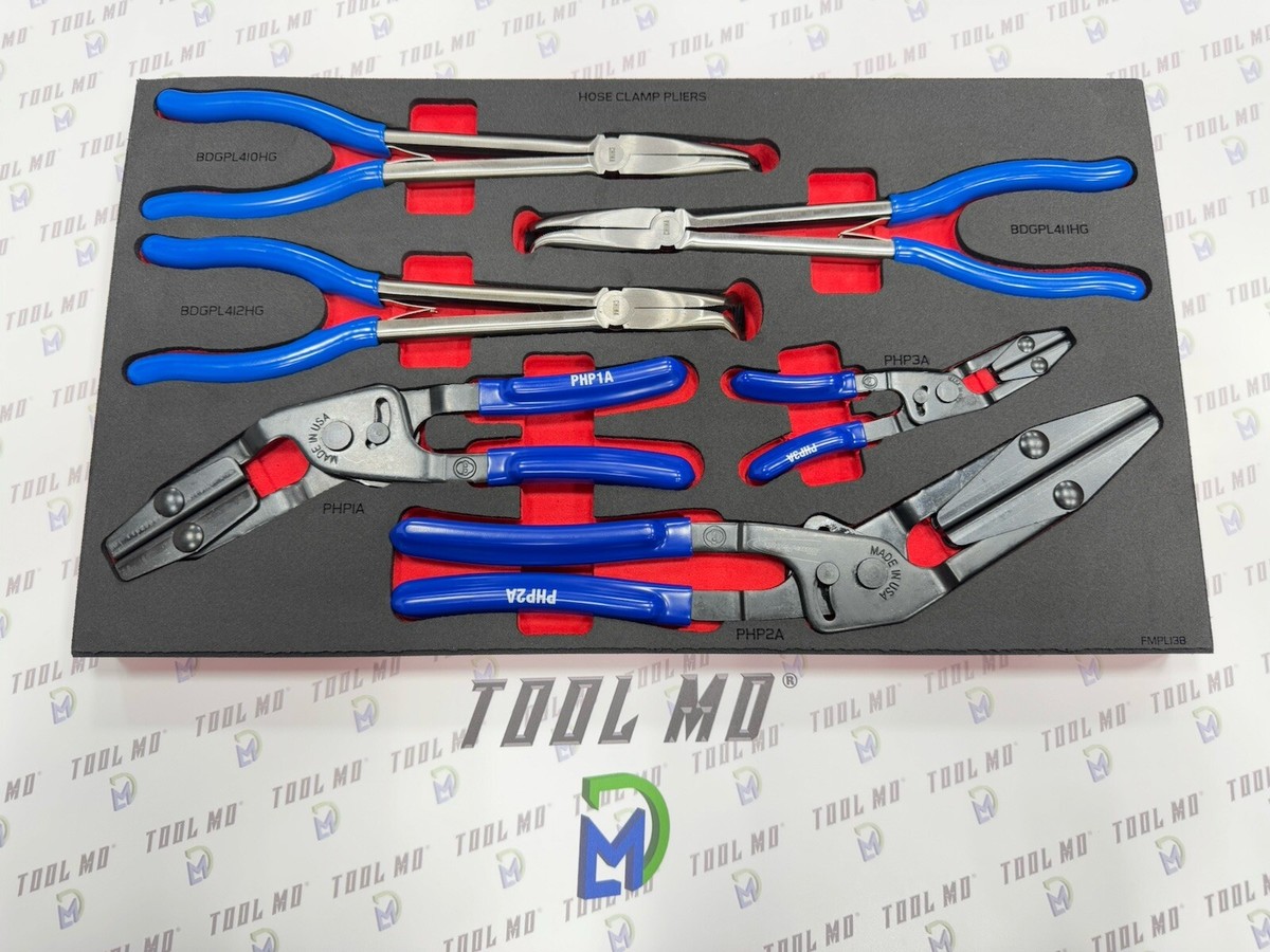 Swpeet 6Pcs Red Line Clamps Flexible Hose Clamps Pliers Kit