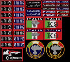 Toppa patch ITALIA ESERCITO CARAB. NOME BANDIERA GRUPPO SANGUE GRADO