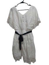 Ann Taylor White Lace Dress Black Belt 100 Cotton Lined Women's Size 4 NEW