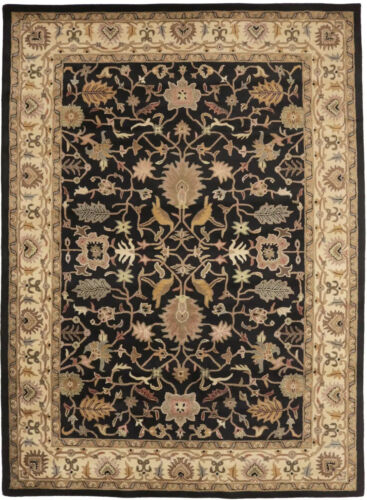 Large Area Rug Black Floral Modern 10X13 Oriental Hand-Knotted Rug Wool Carpet - Picture 1 of 17