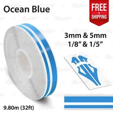 OCEAN BLUE 9/16" 15mm Twin Lines Roll PIN STRIPE Car TAPE Decal Vinyl Sticker