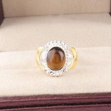 Tiger Eye Gemstone 925 Sterling Silver Ring Handmade Jewelry Ring Gift For Love