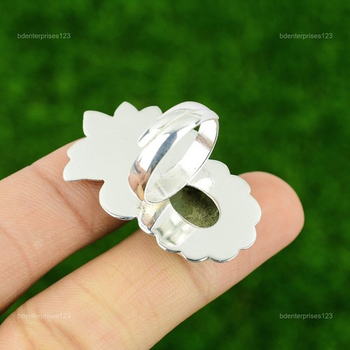 925 Silver Oval Natural Chrysoprase Statement New Promise Wife Heart Chakra Ring - Picture 4 of 6