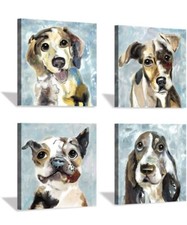 Pet Canvas Painting Puppy Artwork: Abstract Dog Picture Print on Canvas for Kids
