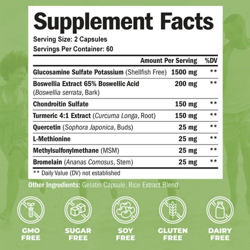 Glucosamina Condroitina Curcuma E MSM 2100mg - Tripla Forza, Supporto Articolare - Imagen 2 de 11