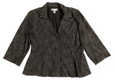 Womens Medium Dressbarn Brown Hidden 3 Snaps Blazer Jacket Preowned