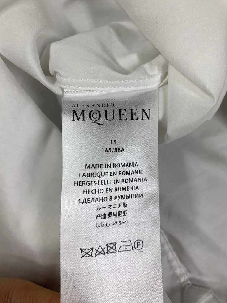 Camicia da uomo Alexander McQueen abbottonata bianca taglia 15 cotone elasticizzato