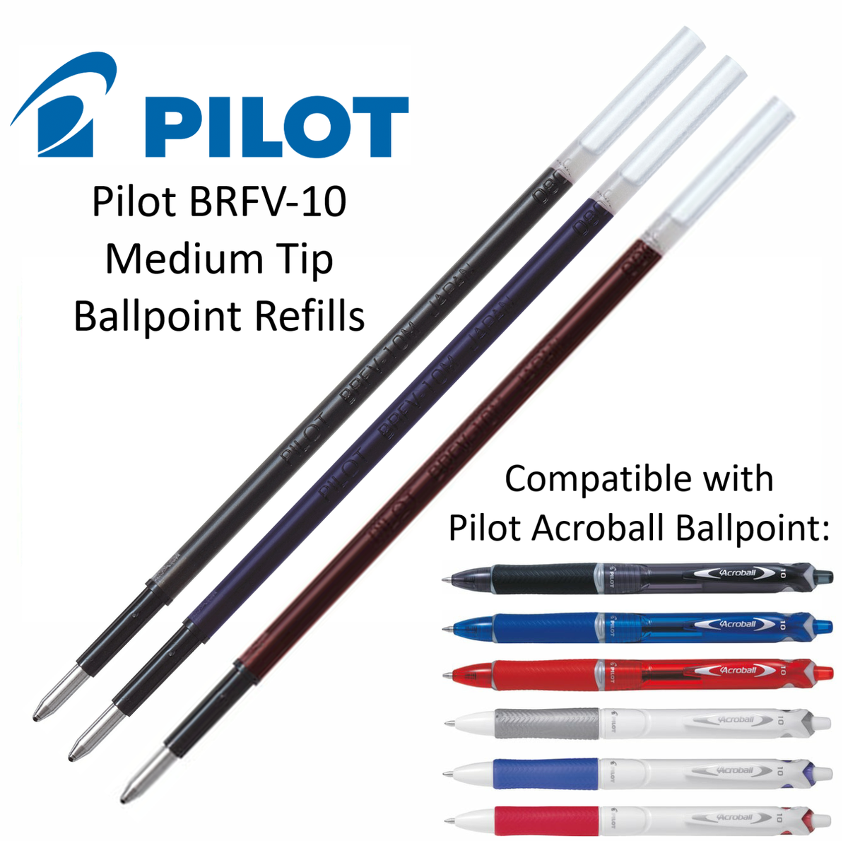 Pilot BRFV-10M Refill Compatible with Pilot Acroball Retractable  Ballpoint