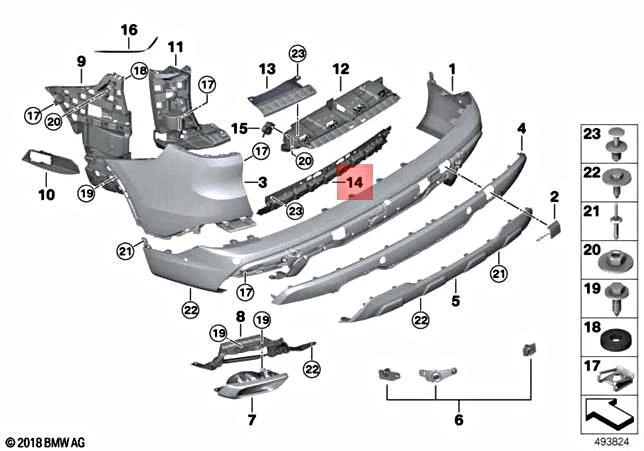 Genuine BMW X5 G05 X5 30dX 40iX Reinforcement Bumper Rear Bottom 