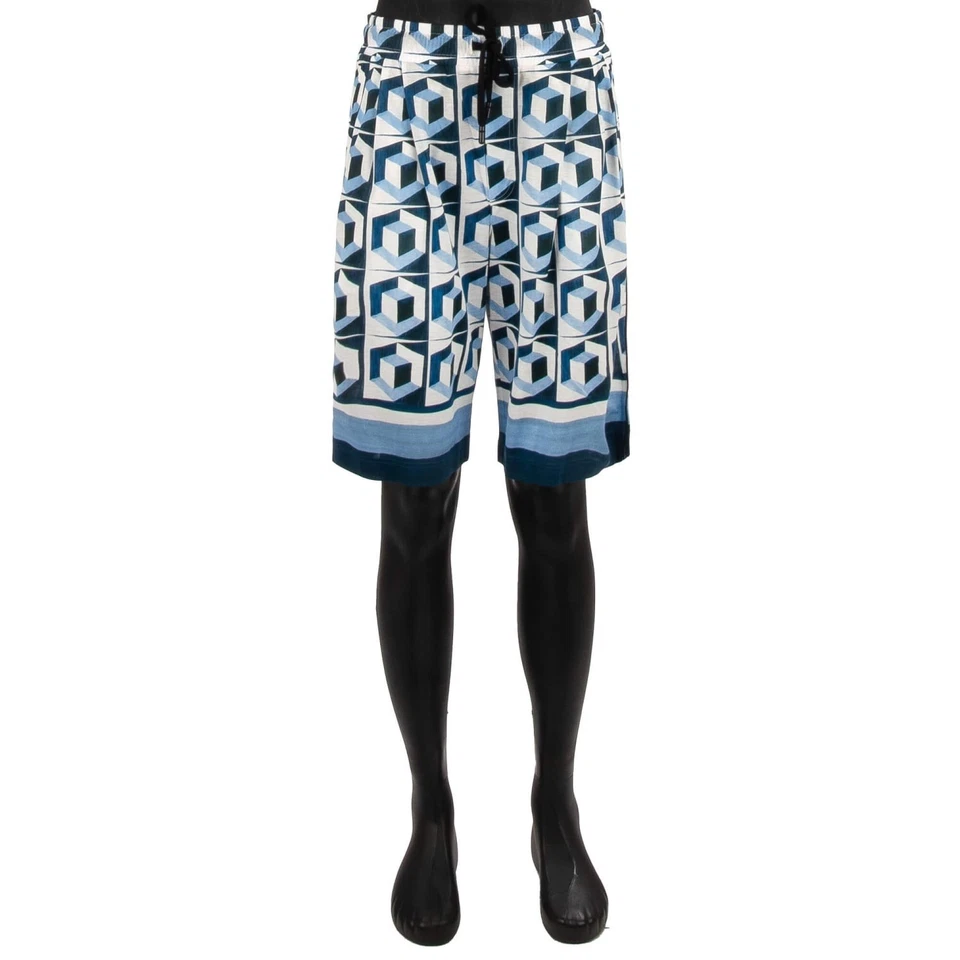 DOLCE & GABBANA Gio Ponti Design Shorts Bermudas Sudaderas Azul Blanco - Imagen 3 de 4