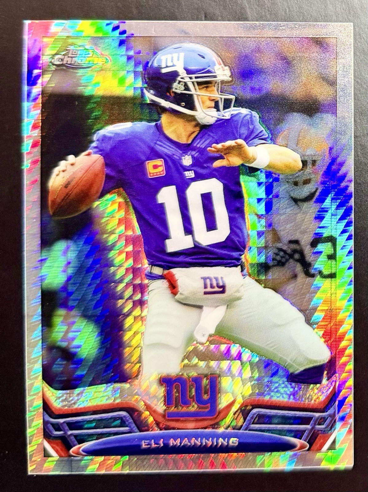 2013 Topps Chrome Eli Manning Hyper Prizm Refractor /260 New York Giants #105