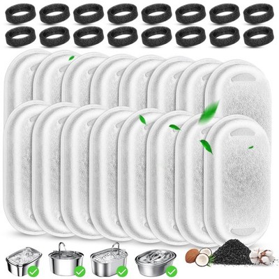 Cat Water Fountain Filters , 16 Pcs Pet Water Fountain Filter with 16 Pcs Foa...