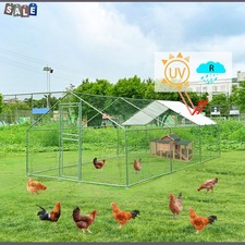 Outdoor Metal Chicken Coop Walk-in Hen Run Dog Cage with Cover 20 x 10 x 6.5ft