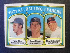 1972 Topps Baseball AL Batting Leaders Tony Oliva /Bobby Murcer Card #86 (a)