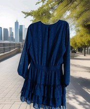 Express Woman Semi Formal Navy Blue Ruffled dress size large