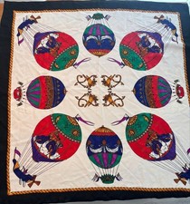 HERMES Scarf Silk Multicolor Excellent Made in France