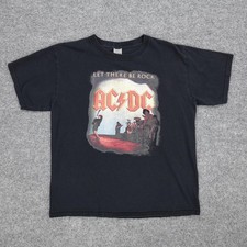 AC/DC Shirt Youth Large Black Let There Be Rock Graphic Tee Band Rock Music Tour