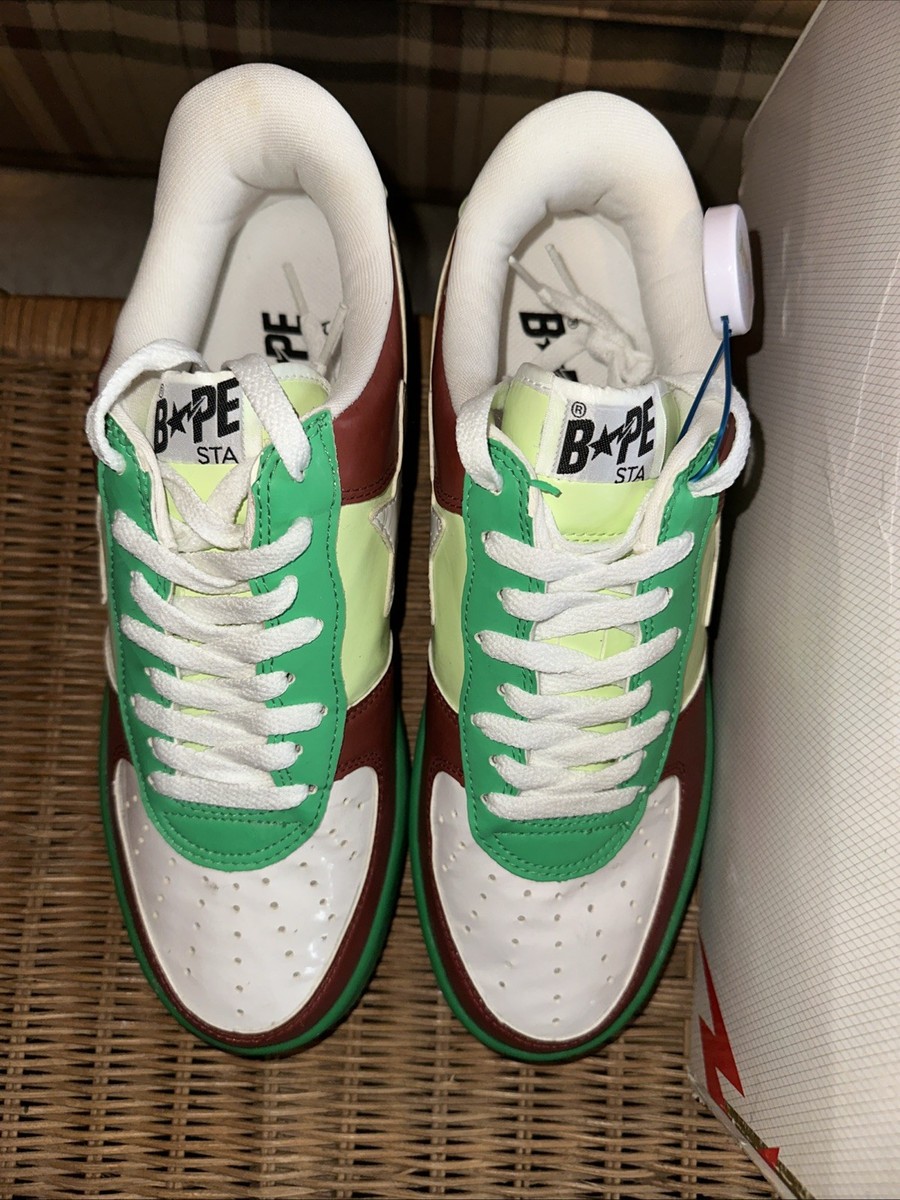 BAPE A Bathing Ape Bapesta FS-001 2005 OG Red Green Matte Leather