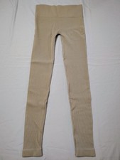 Zenana Dark Beige Ribbed Leggings Sz S/M Pull On Stretch Ankle