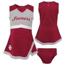 Girls Toddler Crimson/Gray Oklahoma Sooners Two-Piece Cheer Captain Jumper Dress