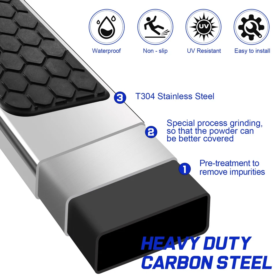 For 09-18 Dodge Ram 1500/10-25 Ram 2500 Crew Cab Nerf Bar Running Boards SS - Image 3 of 4