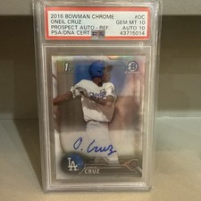 2016 Bowman Chrome 1st Oneil Cruz Refractor Auto /499 PSA 10 Gem Mint RC Pirates