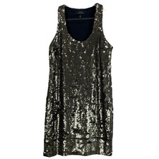 Robert Rodriguez Sequined Metallic Cocktail Tank Dress Brass Gold Size 6